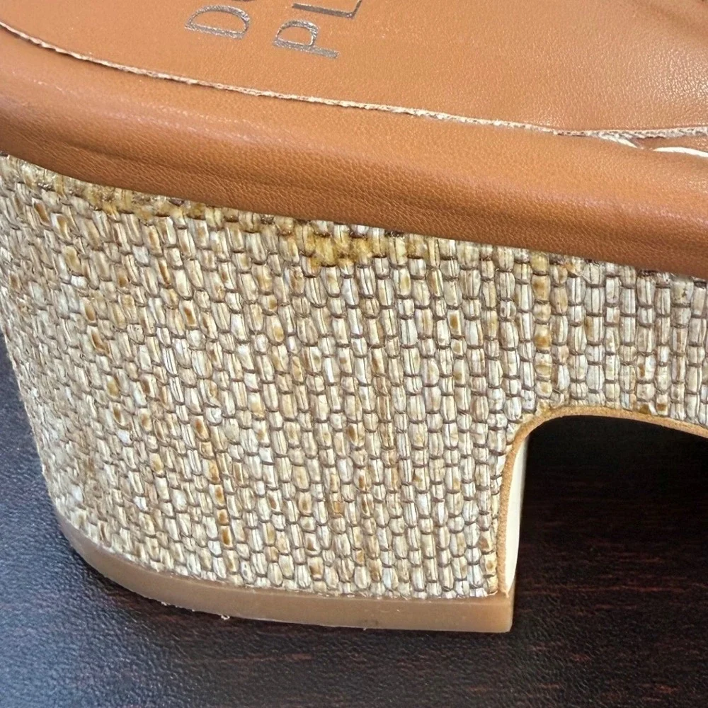 Donald‎ Pliner Disco Tan Snake Embossed Raffia Look Platform Slide Sandals 6M